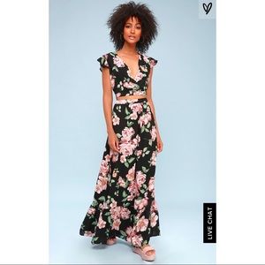 LuLus GOOD FLEUR FLORAL PRINT TWO-PIECE MAXI  NWT